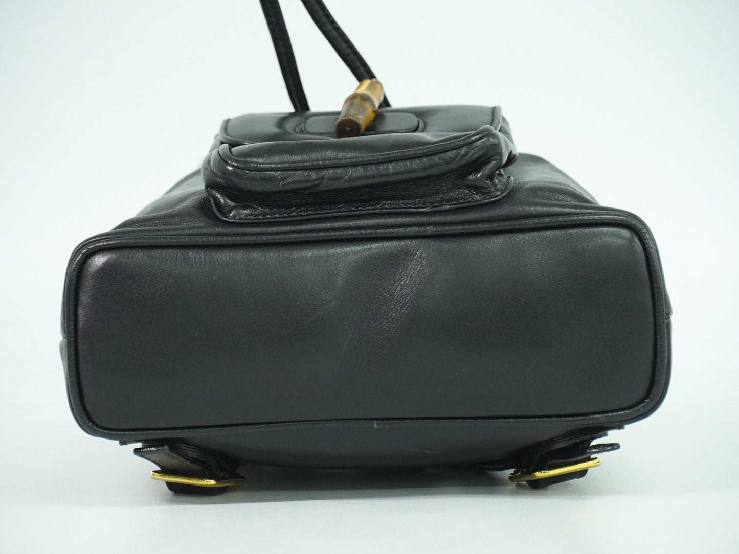 Gucci Black Leather Vintage Bamboo Backpack