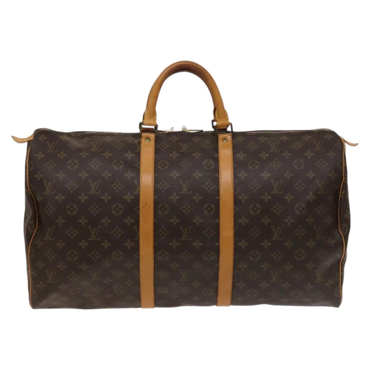 Louis Vuitton Brown Canvas, Leather Keepall 55