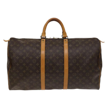 Louis Vuitton Brown Canvas, Leather Keepall 55