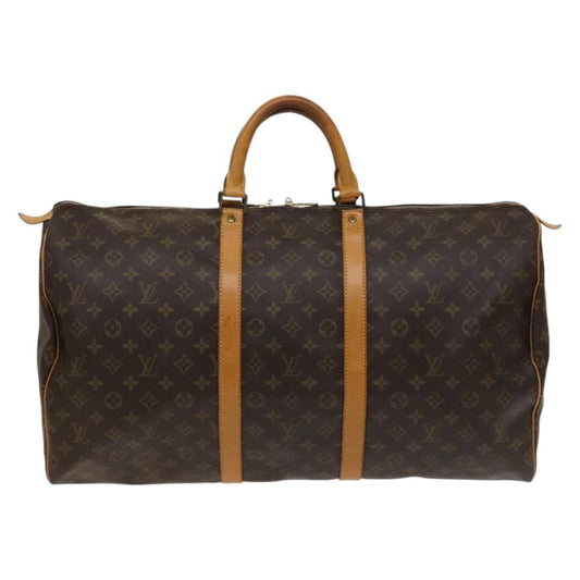 Louis Vuitton Brown Canvas, Leather Keepall 55