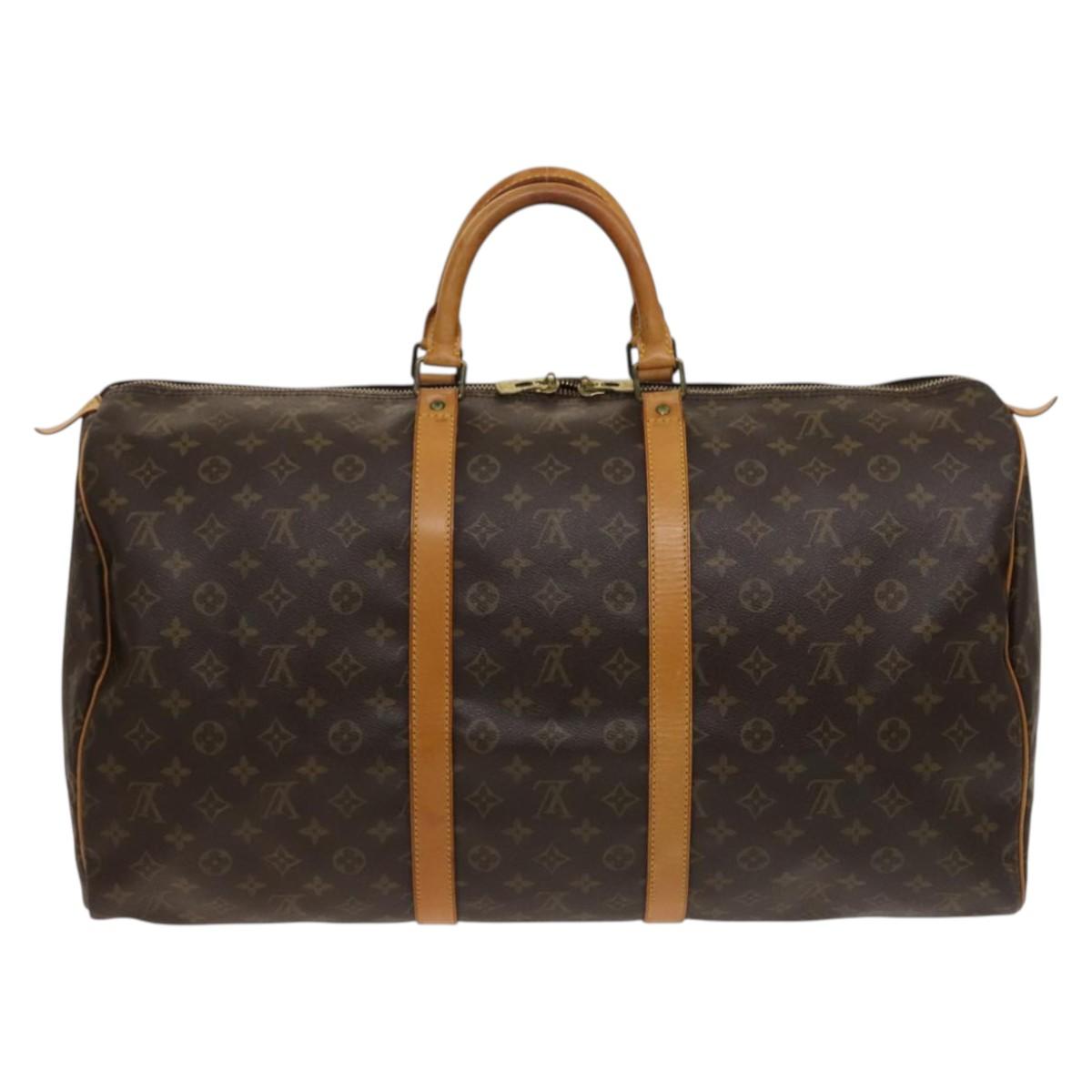Louis Vuitton Brown Canvas, Leather Keepall 55