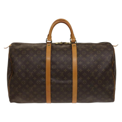 Louis Vuitton Brown Canvas, Leather Keepall 55