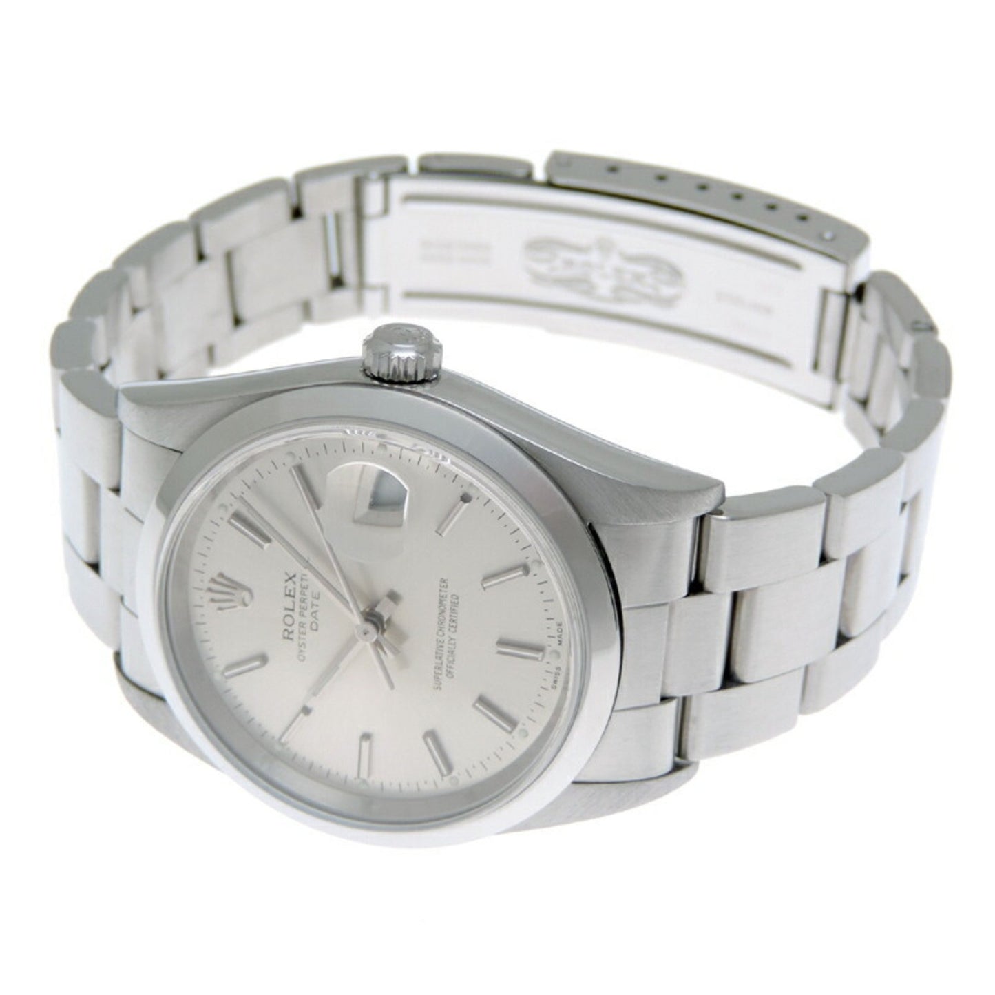 Rolex Silver Steel Oyster Perpetual Date