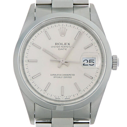 Rolex Silver Steel Oyster Perpetual Date