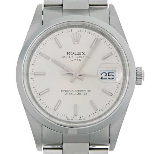 Rolex Silver Steel Oyster Perpetual Date