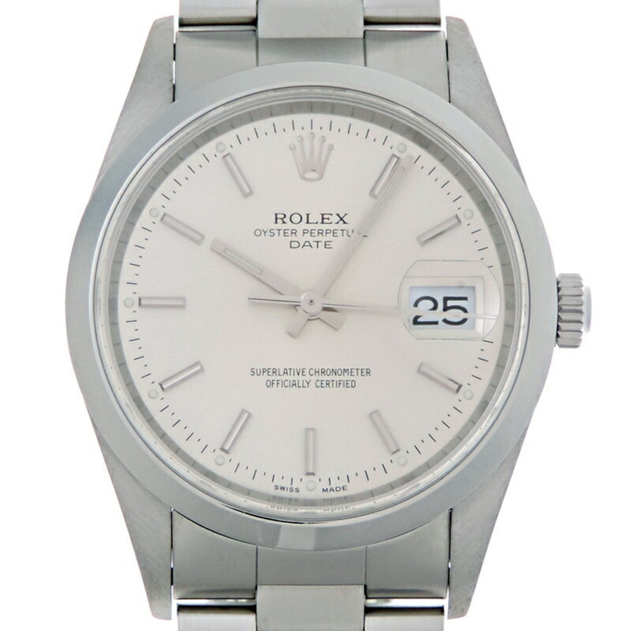 Rolex Silver Steel Oyster Perpetual Date