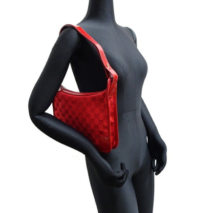 Gucci Red Leather Gg Canvas