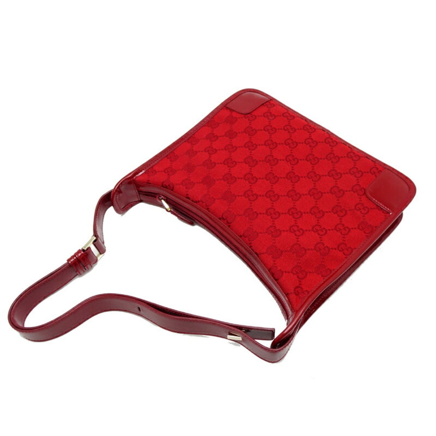 Gucci Red Leather Gg Canvas