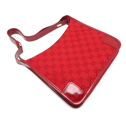 Gucci Red Leather Gg Canvas