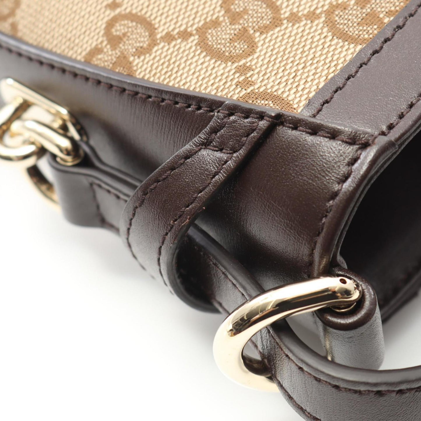Gucci Brown Canvas, Leather Mini Bucket Bag