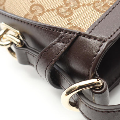 Gucci Brown Canvas, Leather Mini Bucket Bag