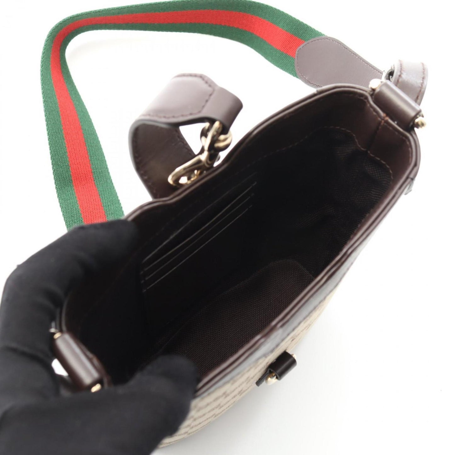 Gucci Brown Canvas, Leather Mini Bucket Bag