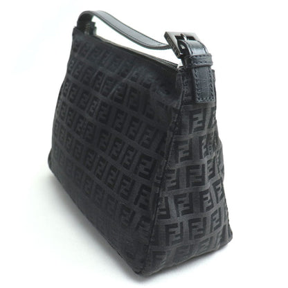 Fendi Black Canvas, Leather Clutch