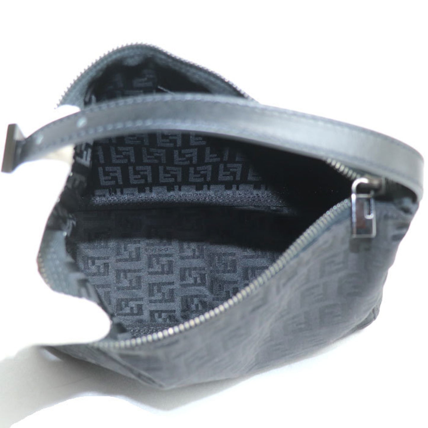 Fendi Black Canvas, Leather Clutch