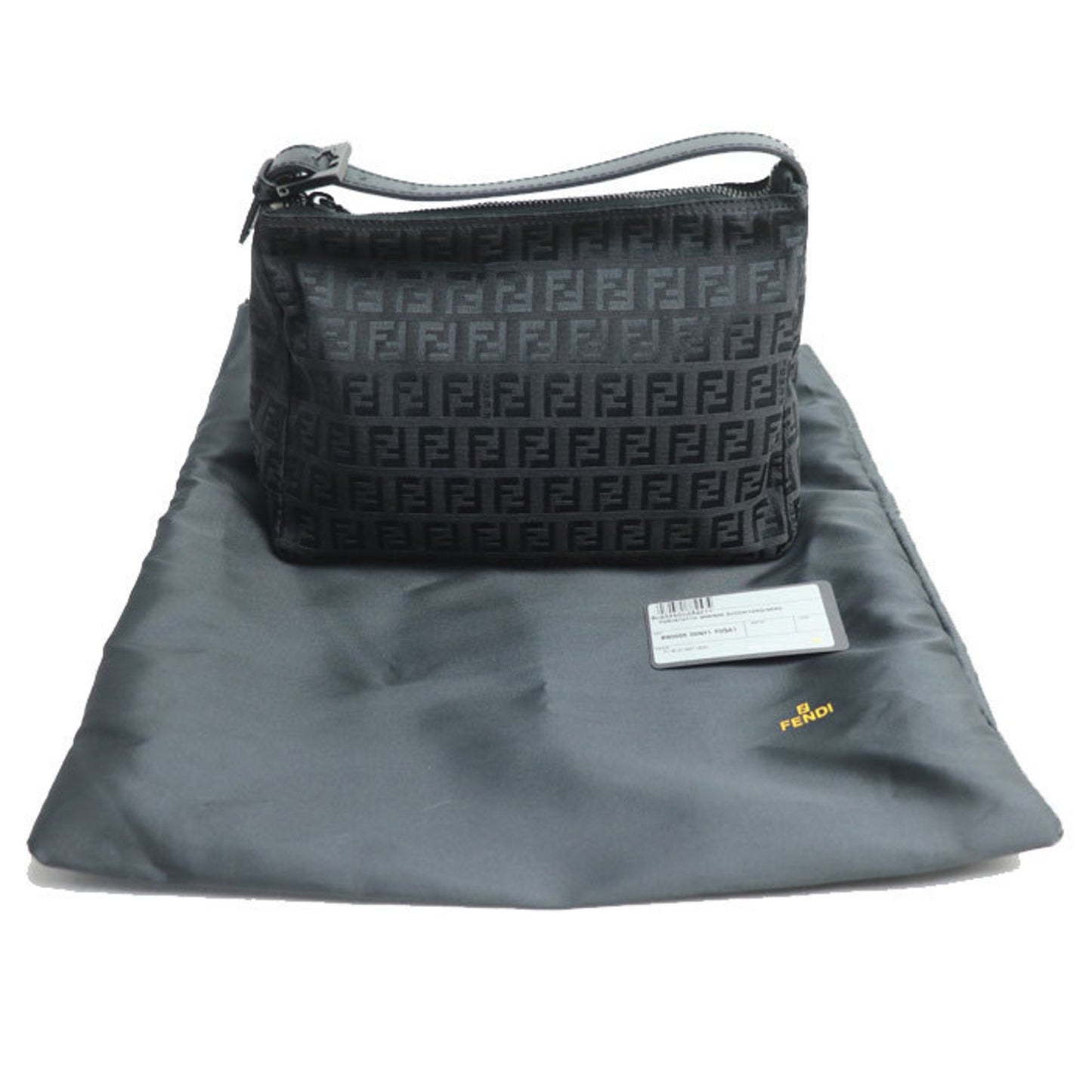 Fendi Black Canvas, Leather Clutch