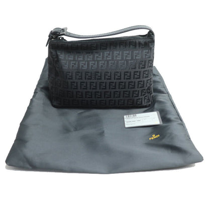 Fendi Black Canvas, Leather Clutch