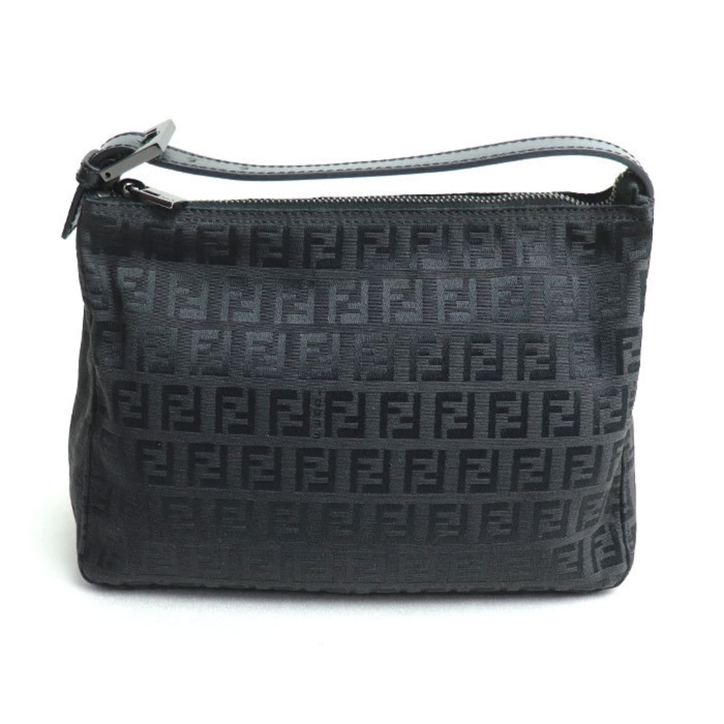 Fendi Black Canvas, Leather Clutch