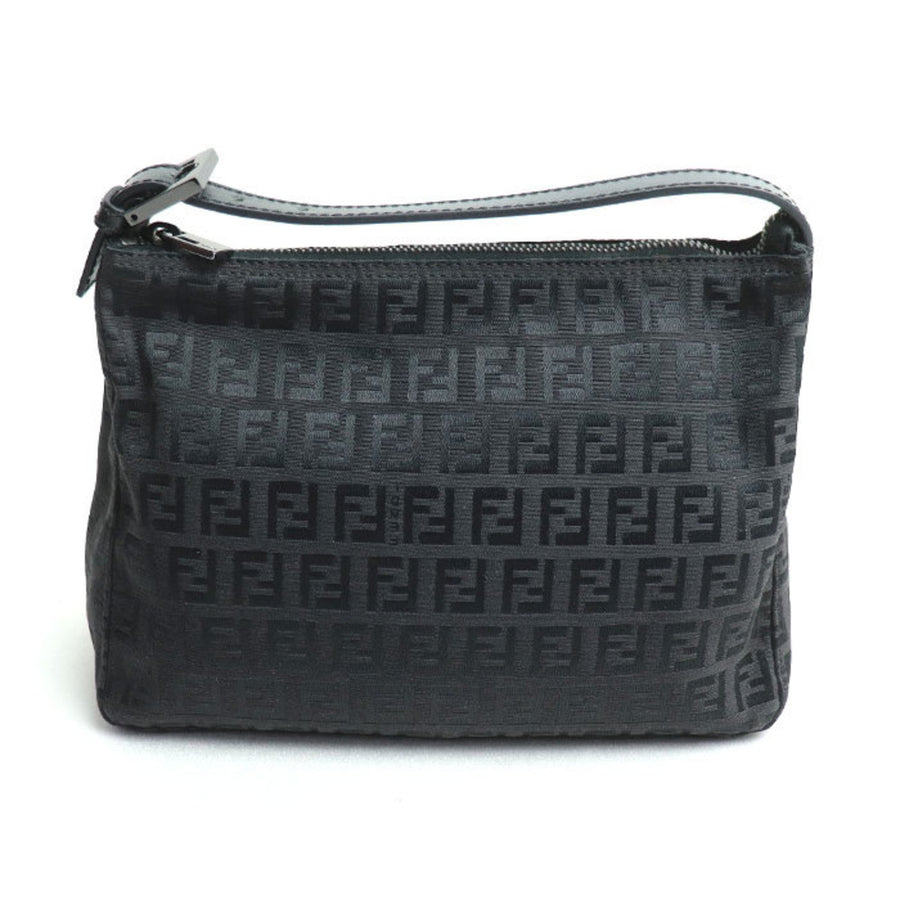 Fendi Black Canvas, Leather Clutch