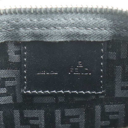 Fendi Black Canvas, Leather Clutch