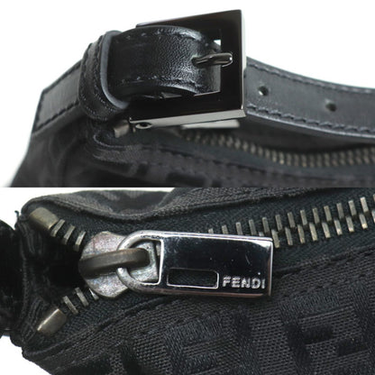 Fendi Black Canvas, Leather Clutch