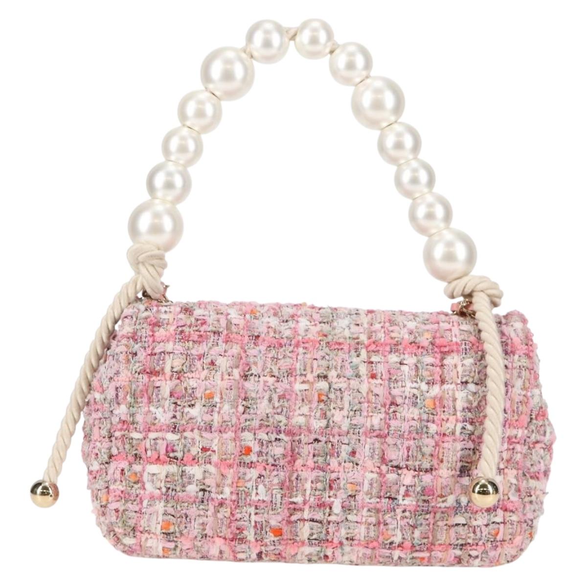 Chanel Pink Velvet Pearl Bag