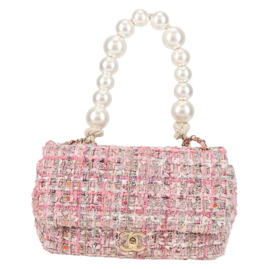 Chanel Pink Velvet Pearl Bag