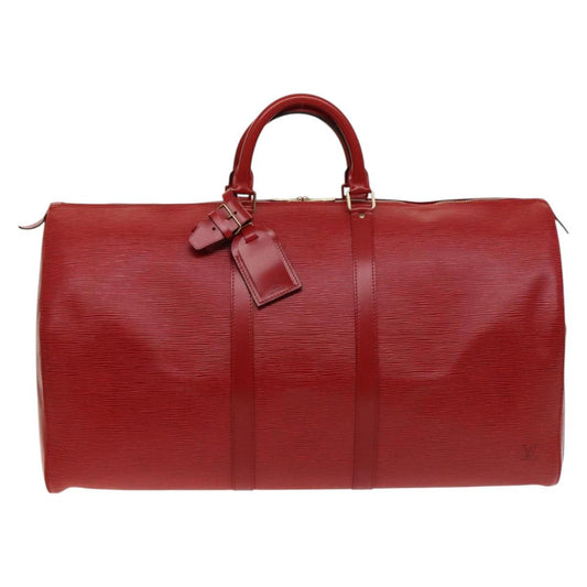 Louis Vuitton Red Leather Keepall 55