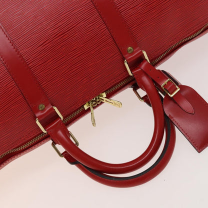 Louis Vuitton Red Leather Keepall 55
