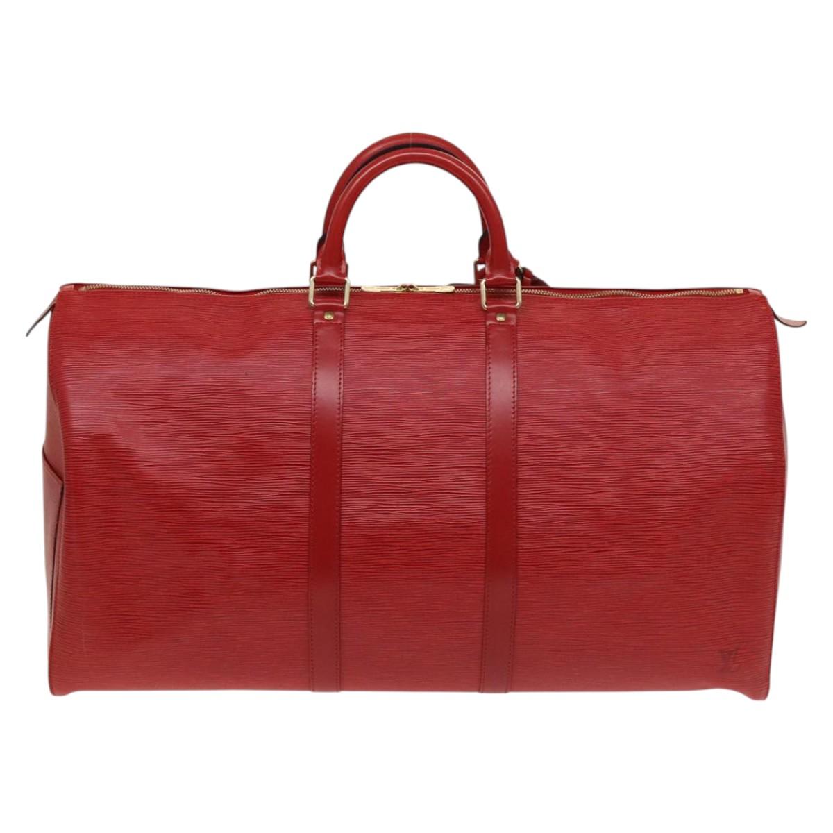 Louis Vuitton Red Leather Keepall 55