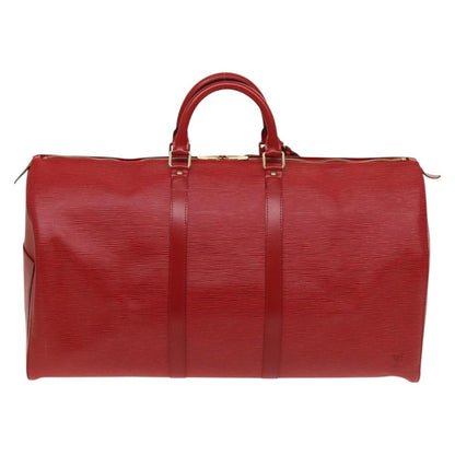 Louis Vuitton Red Leather Keepall 55