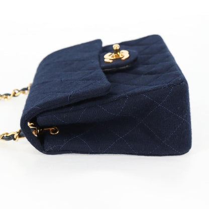 Chanel Blue Cotton Flap Bag
