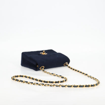 Chanel Blue Cotton Flap Bag