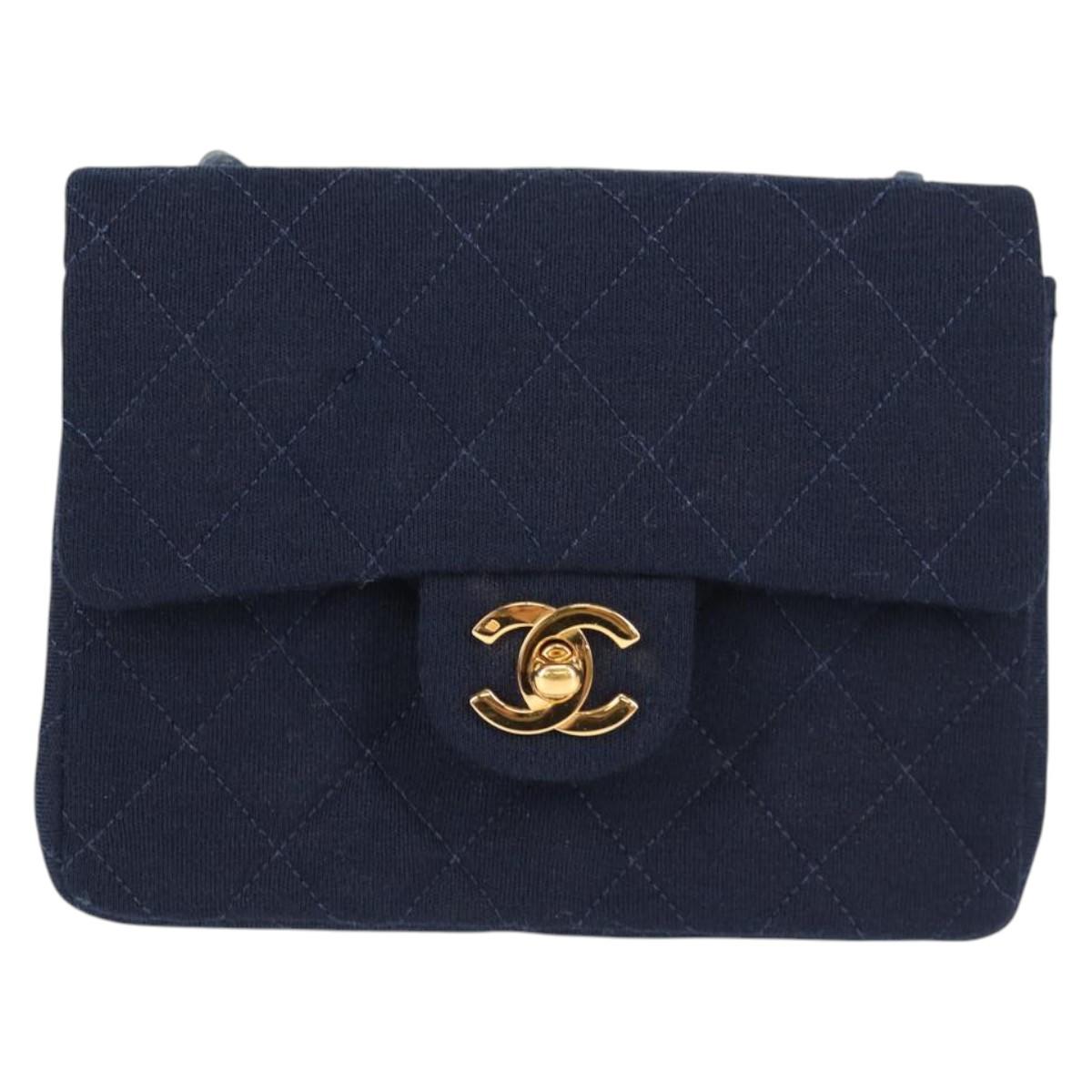Chanel Blue Cotton Flap Bag