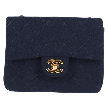 Chanel Blue Cotton Flap Bag