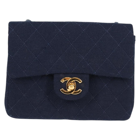 Chanel Blue Cotton Flap Bag