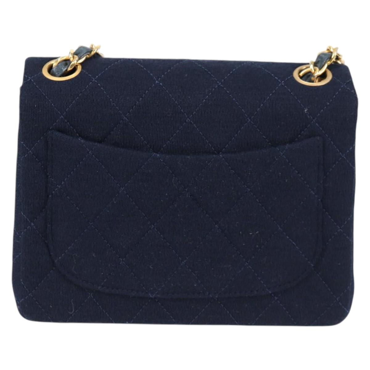 Chanel Blue Cotton Flap Bag
