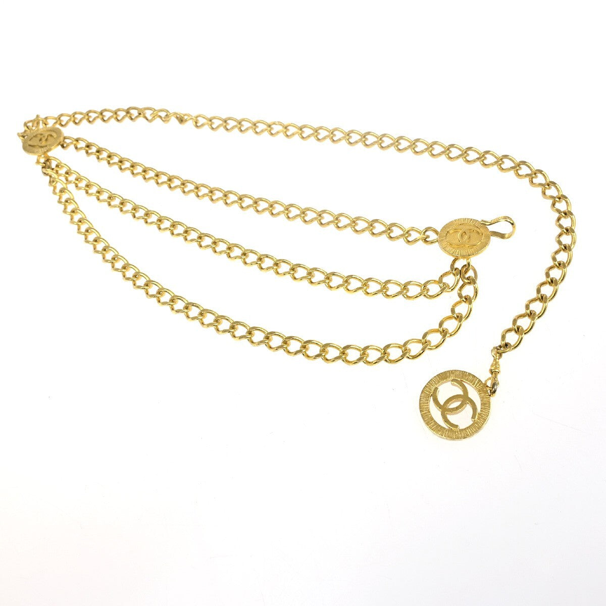 Chanel Gold Gold_plated Cc Logo Elastic Belt