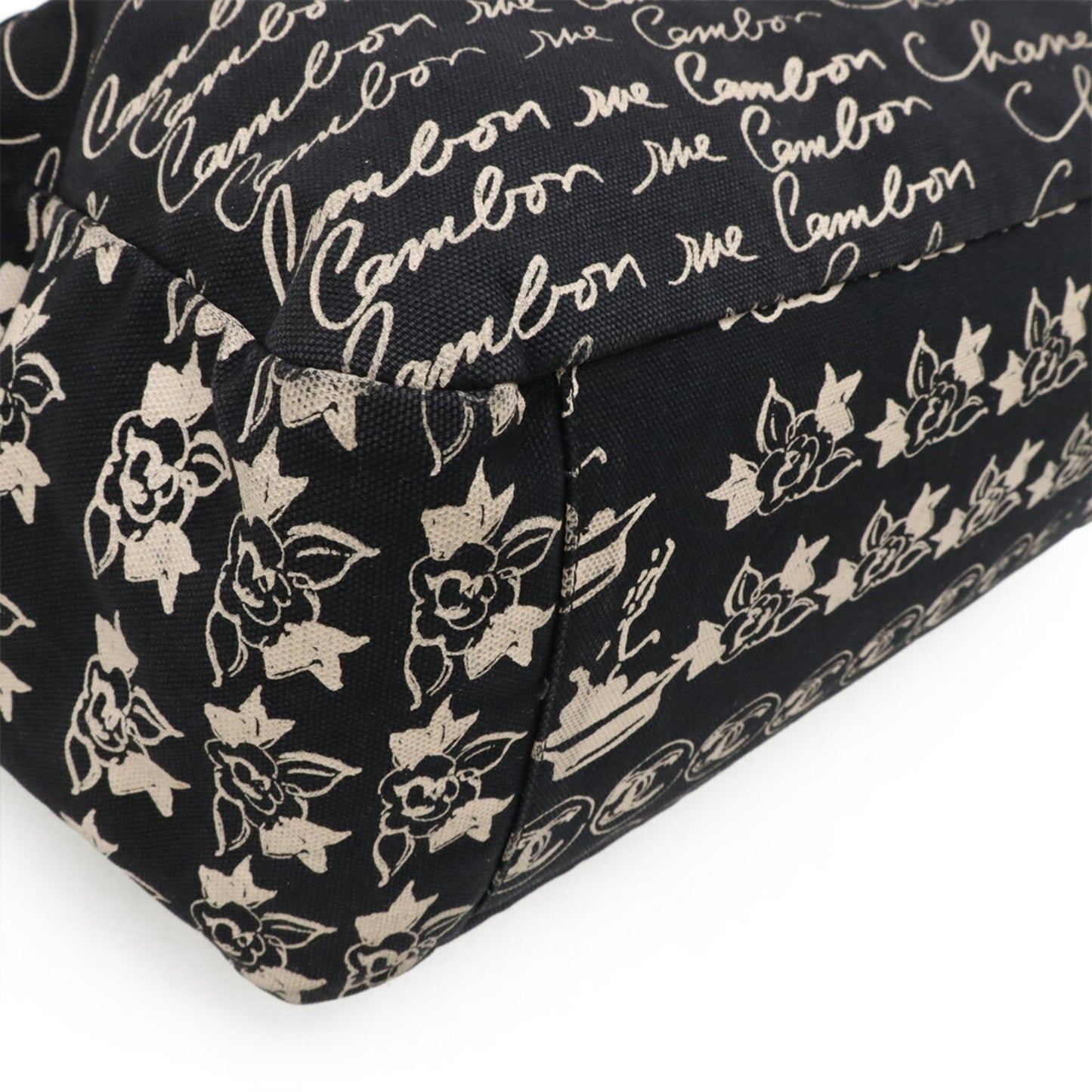 Chanel Black Canvas Camellia