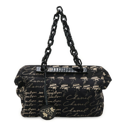 Chanel Black Canvas Camellia