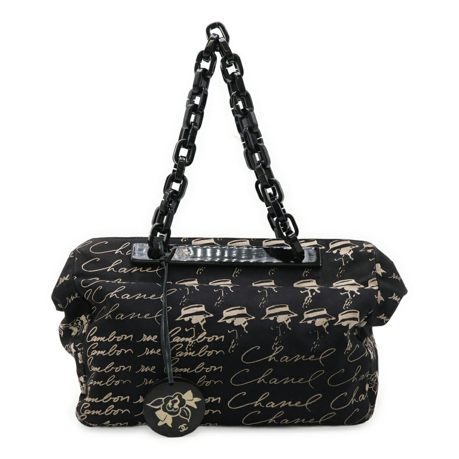 Chanel Black Canvas Camellia