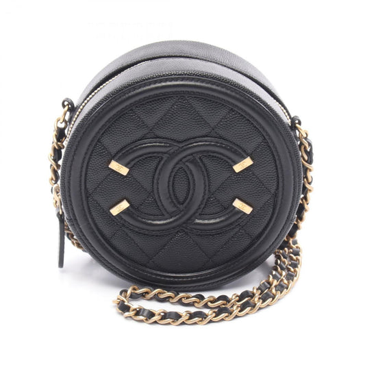 Chanel Black Leather Cc Filigree