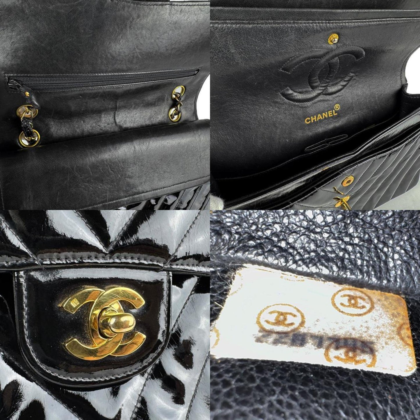 Chanel Black Patent Leather Double Flap