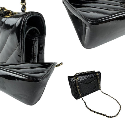 Chanel Black Patent Leather Double Flap
