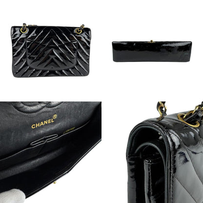 Chanel Black Patent Leather Double Flap