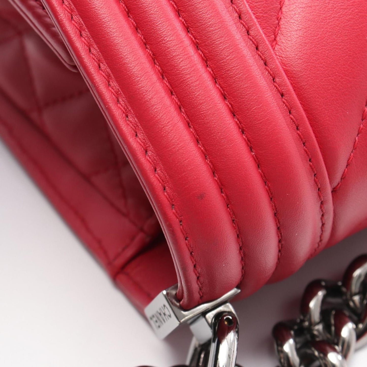 Chanel Red Leather Boy