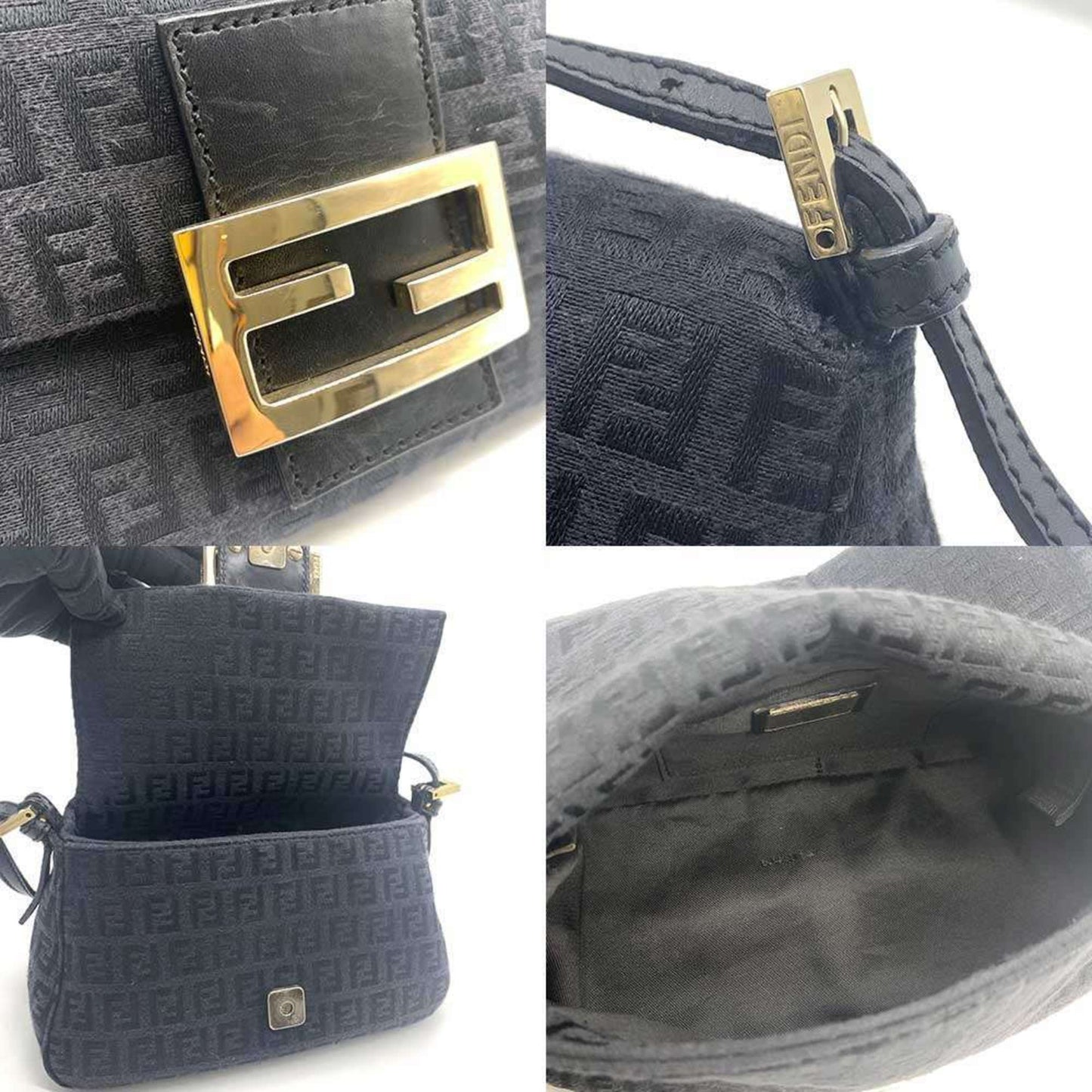 Fendi Black Canvas Mamma Baguette