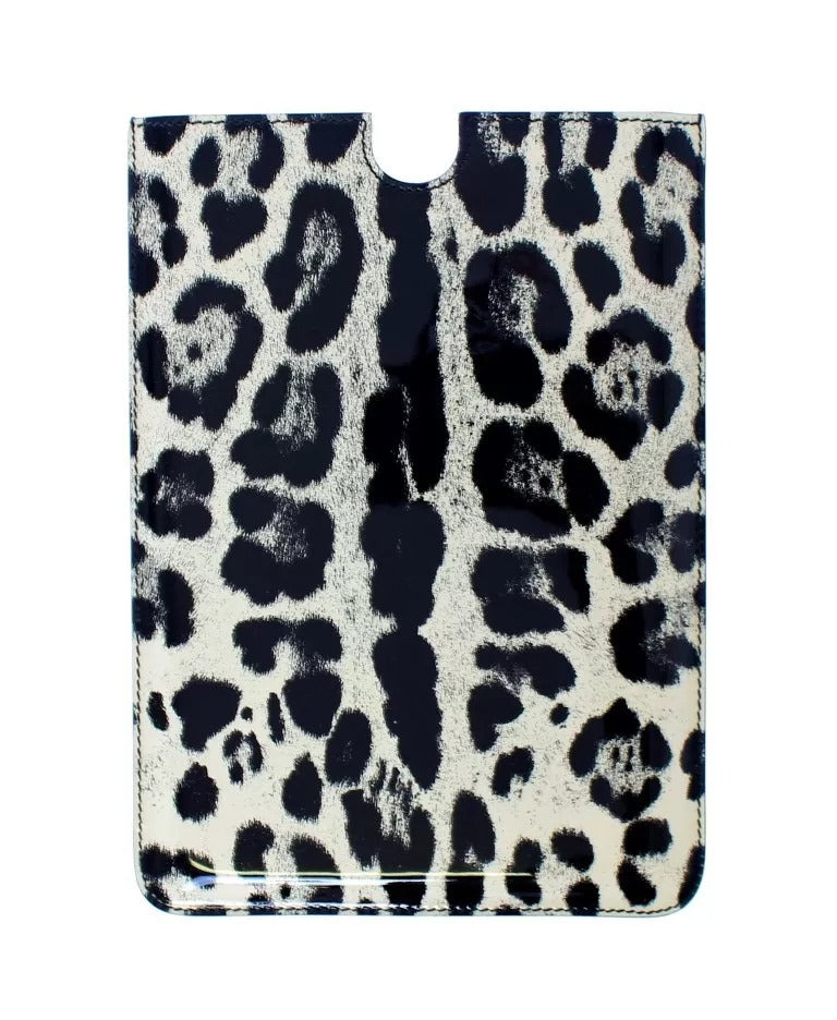 Dolce & Gabbana White Leopard Pattern Leather Ebook Cover Tablet Case