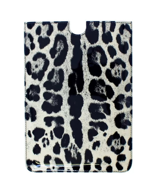 Dolce & Gabbana White Leopard Pattern Leather Ebook Cover Tablet Case