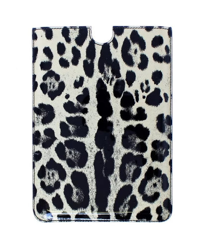 Dolce & Gabbana White Leopard Pattern Leather Ebook Cover Tablet Case