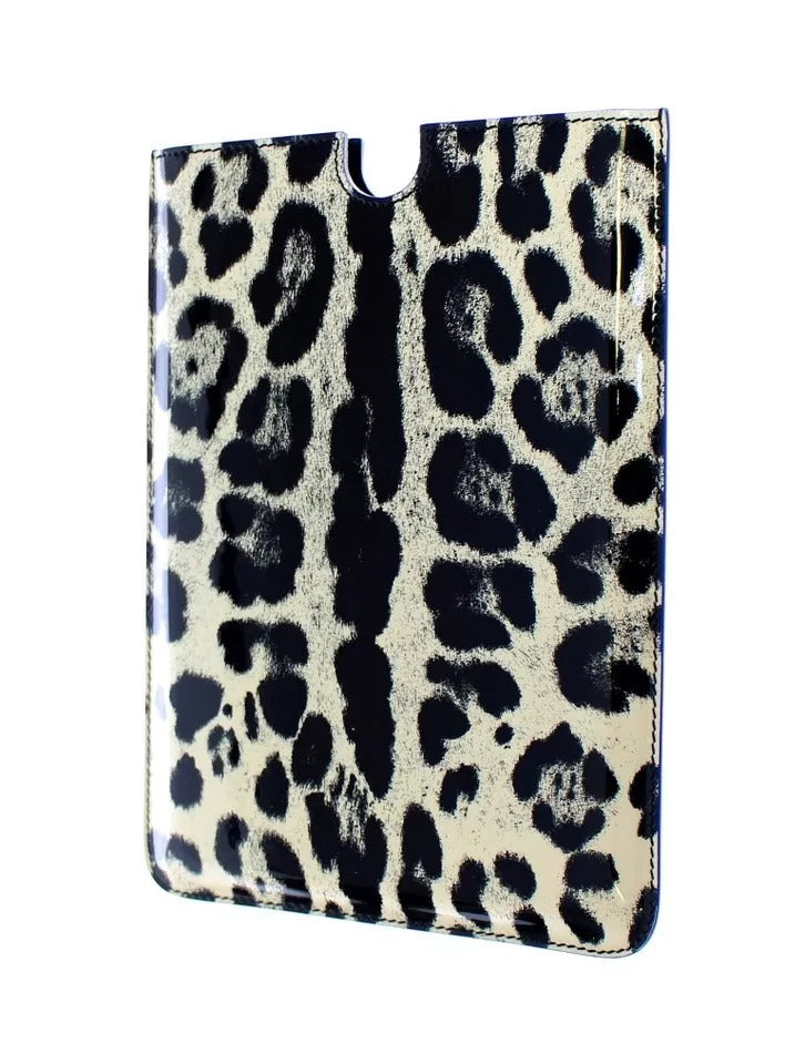 Dolce & Gabbana White Leopard Pattern Leather Ebook Cover Tablet Case